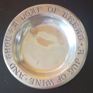 Cantrell Vintage Silver Pewter Decorative Engraved Bread Plate